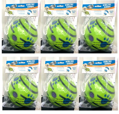 #ad 6x Wobble Wag Giggle Ball Interactive Dog Toy Fun Giggle Sounds When Rolled $49.99