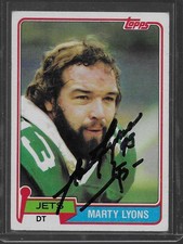 1981 Topps Marty Lyons #279 New York Jets Rookie Signed Autographed Card. rookie card picture