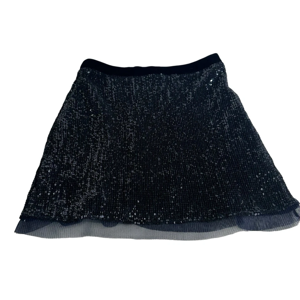 Minifalda Free People Wild Child azul pizarra lentejuelas malla dobladillo transparente talla 2 Foto 3 de 4