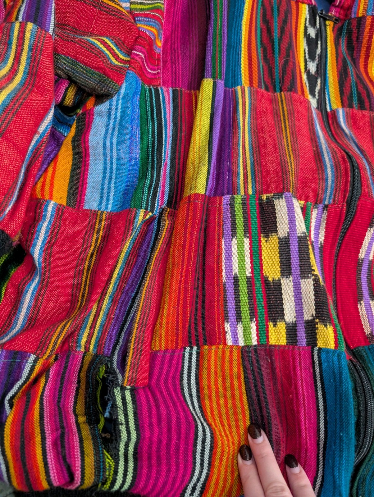 Boho Patchwork Woven Zip Jacket (Guatemalan-Style… - image 8