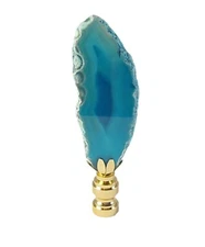 Lamp Finial-Natural BLUE/AQUA AGATE-Brass Base,FS