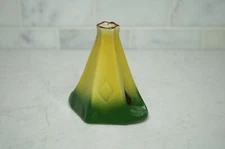 Vintage 1940s Era Yellow & Green Drip Glaze Ceramic Tee Pee Poker Ashtray