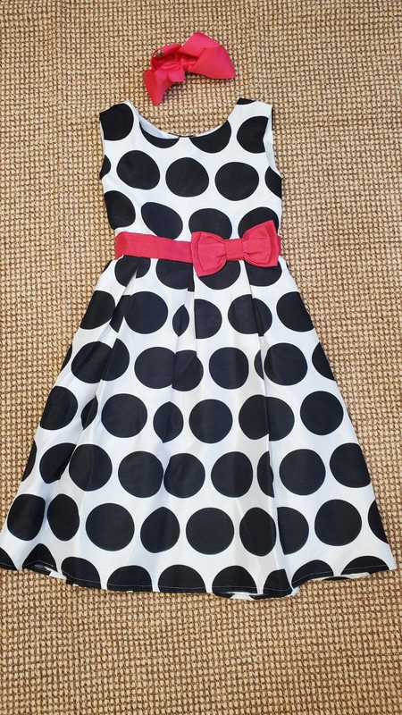 Cherokee sz 10 dress polka dots + head accessory VERY FANCY!