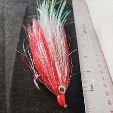 SALTWATER FLY FISHING FLIES RED WAHOO # 5/0 CUSTOM TIED FPF 7" BIG GAME OFFSHORE