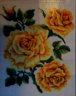 ''Yellow Roses'' Printed Needlepoint Tapestry  Canvas 3151
