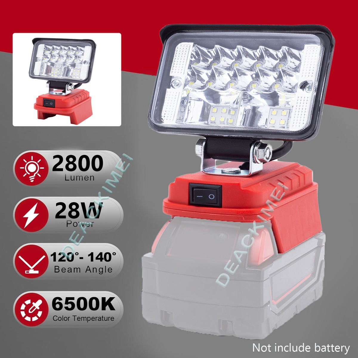 2800 Lumens LED Work Light For Milwaukee 18V Batteries - Portable With USB QC3.0 Output 7 thumbnail image