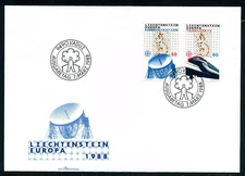 LIECHTENSTEIN 1988 COMMUNICATIONS & TRANSPORTATION SET  FDC UNADDR