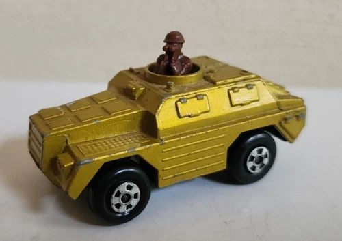 VIntage 1973 Matchbox Lesney Gold Stoat Armored Vehicle Tank No. 28 RolaMatics