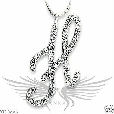 CHANEL Ciondolo Brillante Top Grade Cristallo Trasparente Rodiato Iniziale (H) Ot120