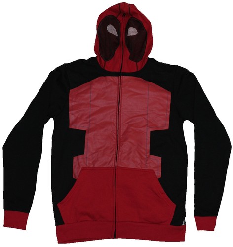 Felpa con cappuccio uomo Deadpool Marvel - costume davanti zaino marsupio posteriore