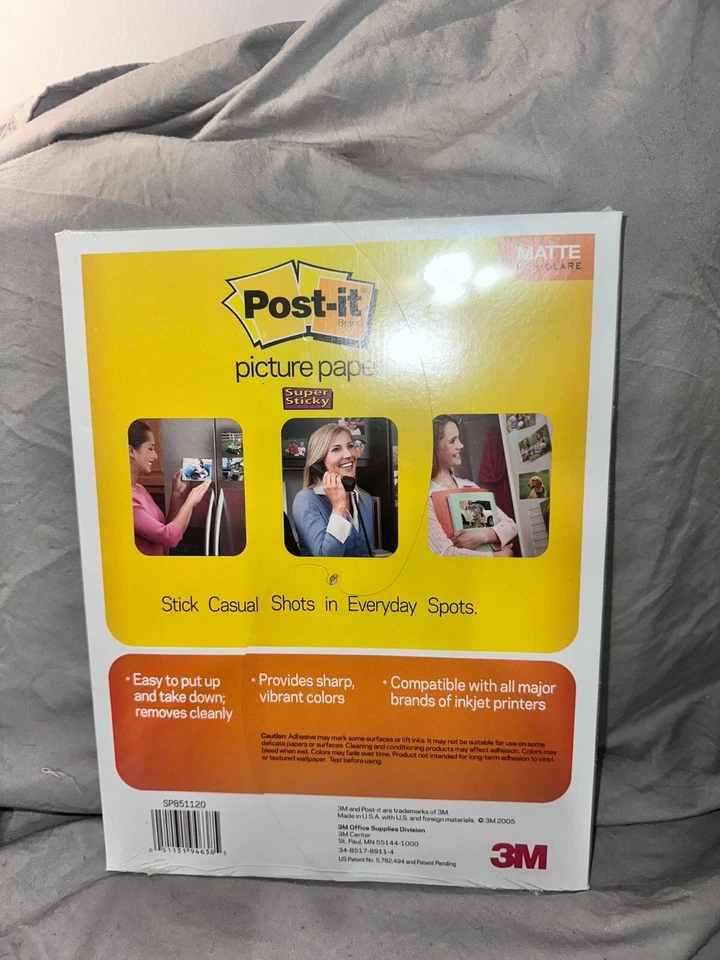 Post-It Picture Paper Matte Non Glare 3M 20pc x 4 NEW  8.5 x 11 print peel stick - Image 2 of 2