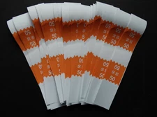 50 - Orange $50 Cash Money Self-Sealing Straps White Saw Tooth Currency Bands 
