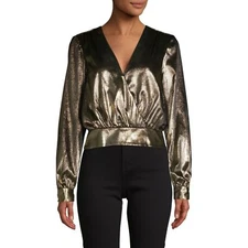 NWT Frame Metallic Blouson Top Gold size Small