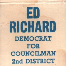 1970s Ed Richard Councilman 2nd District Democratic Party Election Vote