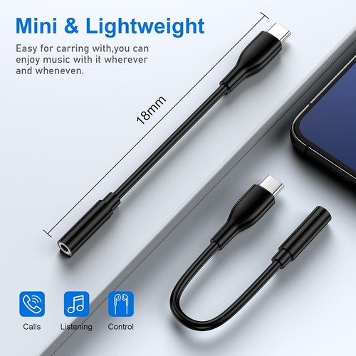 USB C to 3.5mm Headphone Adapter for Samsung Galaxy S24 Ultra A16 5G A15 A54 A35 - Picture 3 of 5