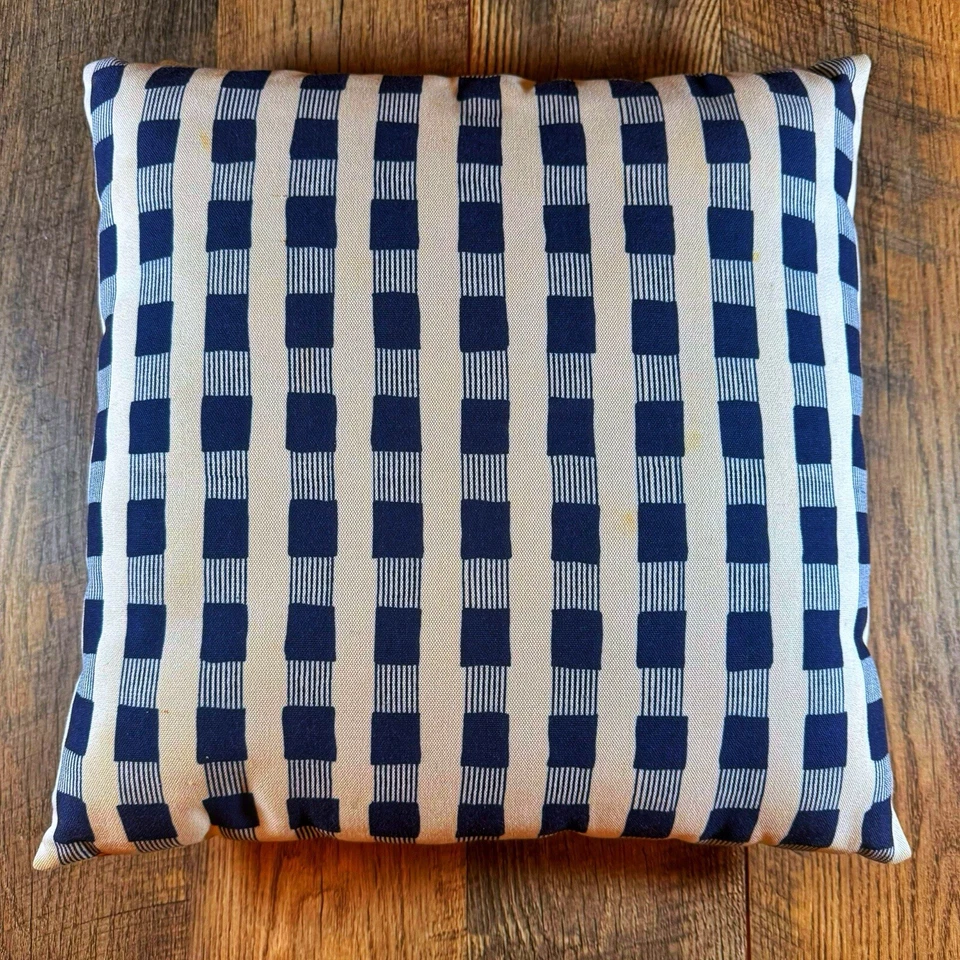 WEST ELM Pillow 17X 17 Red Blue Ivory Geo Print Canvas Reversible Throw Cushion - Image 2 of 4