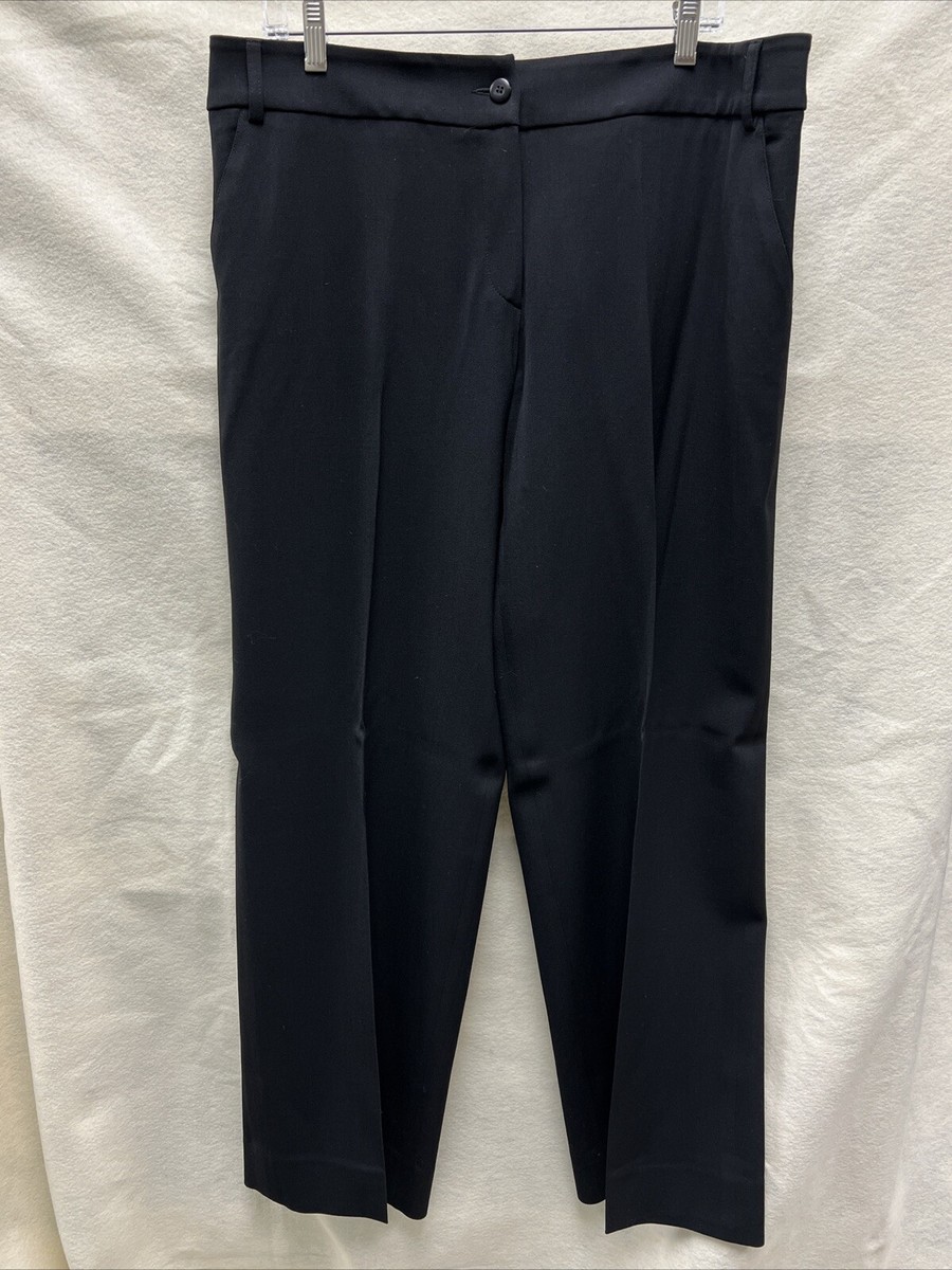 Armani Collezioni Trousers Womens 16 Black Wool Stretch Wide Leg