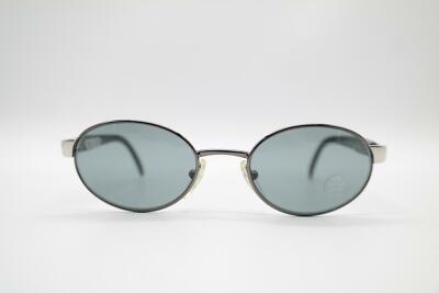 Vintage Marion Ramm 203103A Silver Black Oval Sunglasses NOS