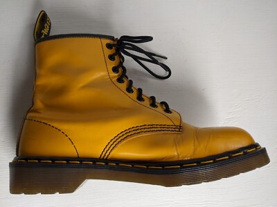 希少 英国製 Dr.Martens 8ホール イエロー UK9 ヴィンテージ 1 DR. MARTENS YELLOW LEATHER BOOTS SIZE 8UK MADE IN ENGLAND RARE