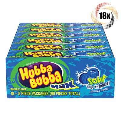 Full Box 18x Packs Wrigley's Hubba Bubba Sour Blue Raspberry