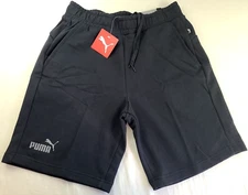 PUMA Essential Men's Sweat Bermuda Shorts Large Black Regular Fit Cotton Terry