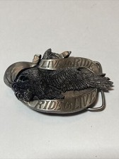 1981 Vintage  Live to Ride, Ride to Live  Bergamot Brass Works Belt Buckle