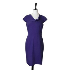 Calvin Klein Dress Sheath Pencil Drape Neck Cap Sleeve Purple Women’s Size 4
