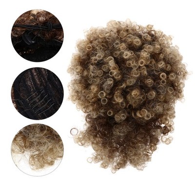  Puff Afro Curly Perücke Haar Brötchen mit Bang Perücke Party Haarteil für
