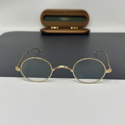 original 90's Lunor glasses, 18k gold-plated, round, telescopic