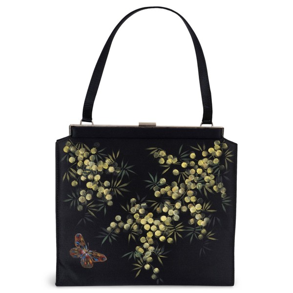 73417 authentische Dolce & Gabbana Abendtasche schwarz Satin 1998 handbemalt