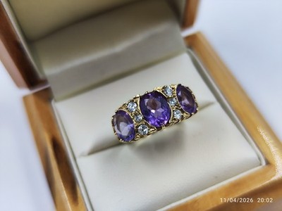 Ring 9 kt Gelbgold mit wirklich hochwertigem Amethyst Größe N_ gepunzt