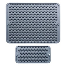 2 Pack Silicone Dish Drying Mat Non Slip Heat Resistant Kitchen Counter Mat