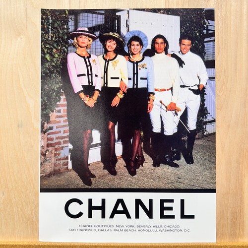 1990 Chanel Fashions Horse Stable Jockeys Vintage Print Ad Couture Advert Art