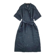 Mina Perhonen Sunny Hole Linen Coat Green Navy 23SS Used