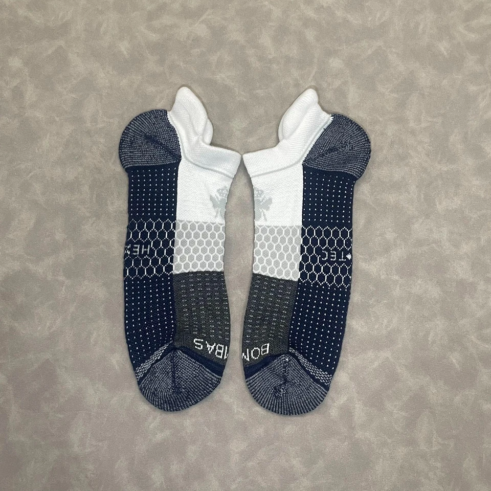 3 pares de calcetines tobilleros para correr Bombas Hex Tec para hombre talla grande azul blanco ligeros Foto 4 de 4