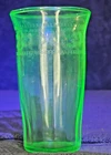 Green Depression Needle Etch Scrolls Tumbler/Vase Uranium Glow