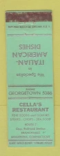 Matchbook Cover - Cella's Restaurant Ridgefield CT WEAR Italian