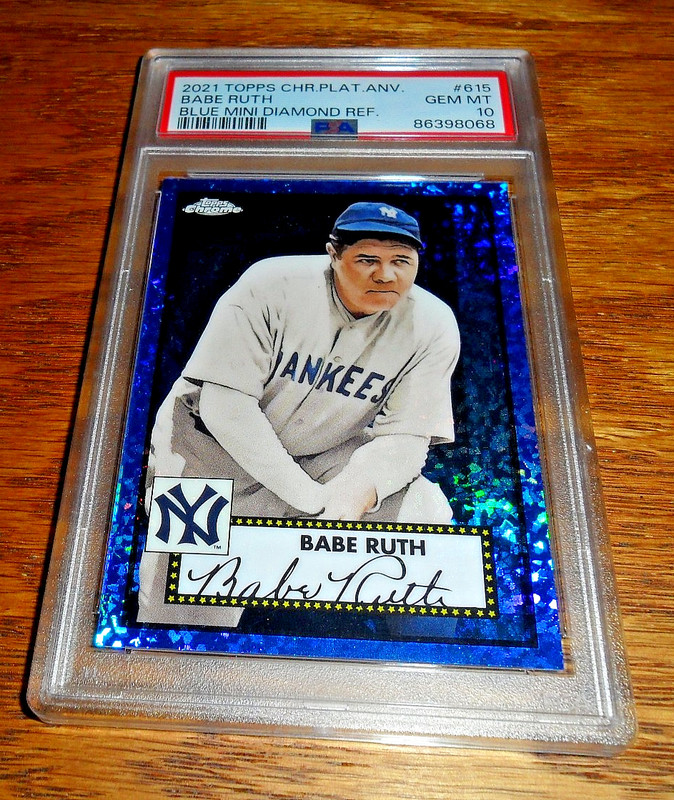 2021 TOPPS PLATINUM ANNIVERSARY BLUE DIAMOND REFRACTOR BABE RUTH PSA 10 GEM MINT
