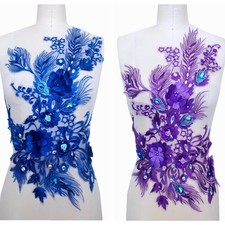 1pc 3D Floral Feather Embroidery Appliques Lace Trimming Dress Sewing Accessory