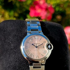 Cartier Ballon Bleu de Cartier 33mm Pink Sunray Dial Automatic SS WSBB0068 B&P