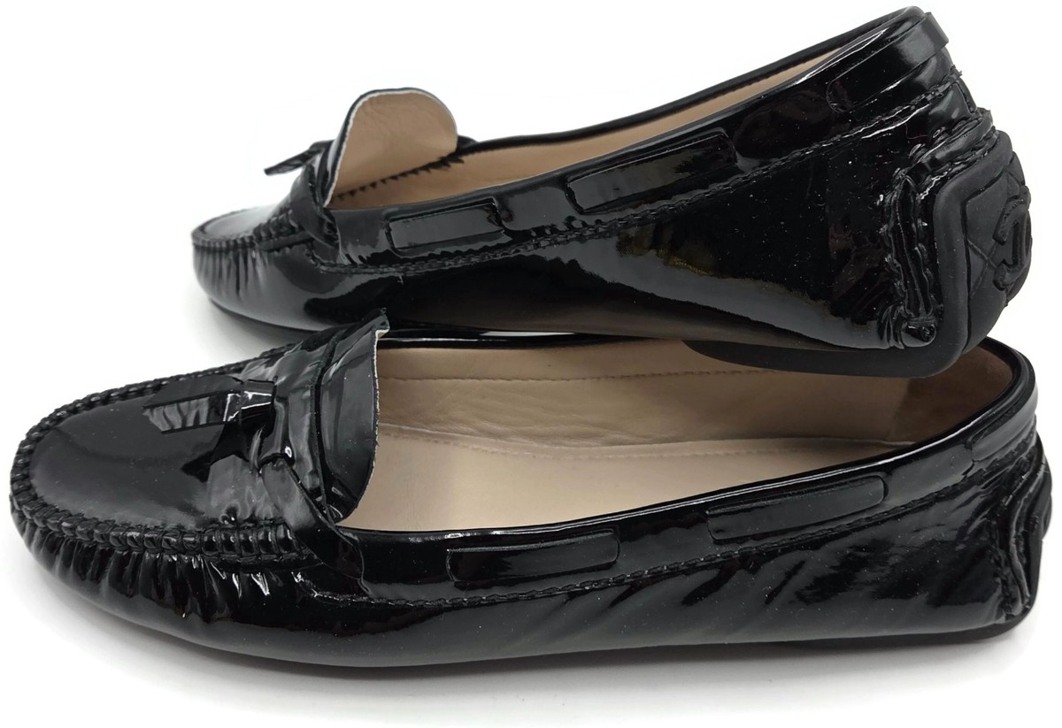 Chanel Black Patent Leather Moccasins Loafers Womens EU 40 / US