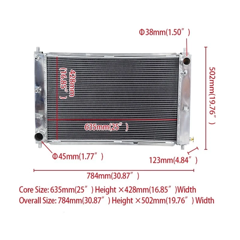 Radiador CU2139 para 1997-2004 Ford Mustang GT/SVT V8 3.8L 4.6L manual alumínio - Imagem 2 de 4