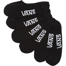 VANS Classic Super No-Show 3-Pack Socks Unisex Black Men's Size 9.5-13