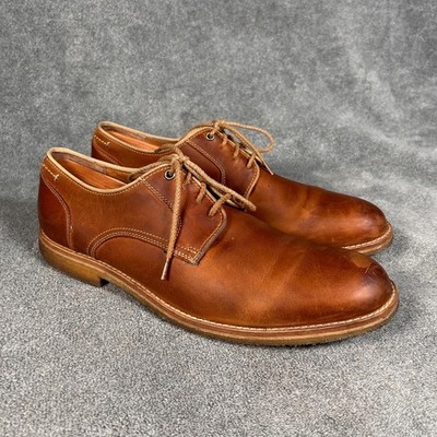 Johnston & Murphy Plain Toe Derby Shoes J&M Tan Leather Crepe Soles Men 11.5M