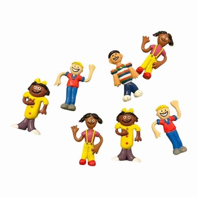 Vintage Lakeshore Pretend Play Lernen 7x Mini Figuren Multikulturell GUC Konvolut