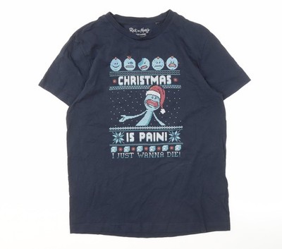 Blaues T-Shirt Herren UK Größe L Rick and Morty