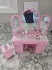 Vintage 1987 Barbie SWEET ROSES Vanity Nightstand Set Triple Mirror Accessories