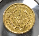 1852 Type 1 Liberty Coronet Head Gold One Dollar $1 US Coin *412