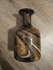 10 Inch Tall Brown And Black Swirl Decorative Glass Vase