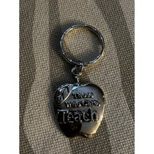 Apple keychain Teacher Silver Tone